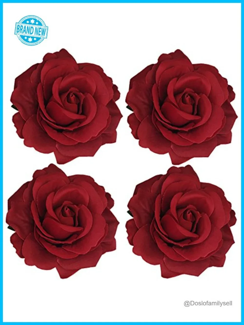 4pcs Fabric Rose Hair Flowers Clips Brooch Pin Headpieces